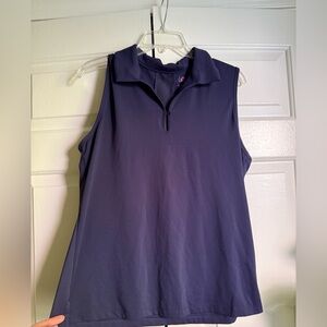 Lillie Green Navy Sleeveless Athletic Performance Polo Sz L Golf Tennis Stretch